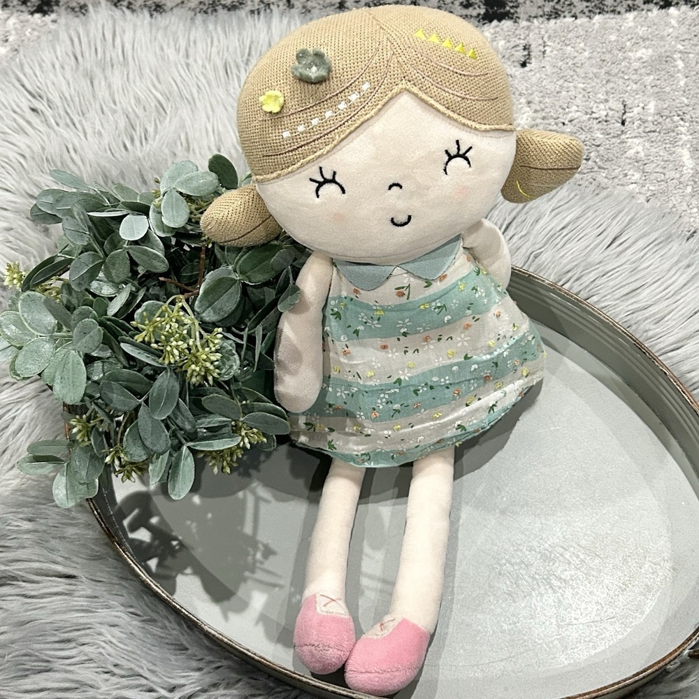 Gloveleya Spring Doll Plush Flower Girls Soft First Baby Doll Floral Dress Toy